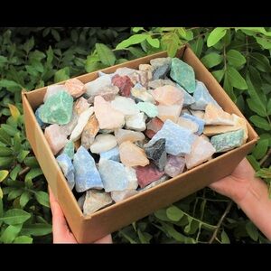 2 Pound Lot of Rough Raw Natural Gemstones & Crystals of the World